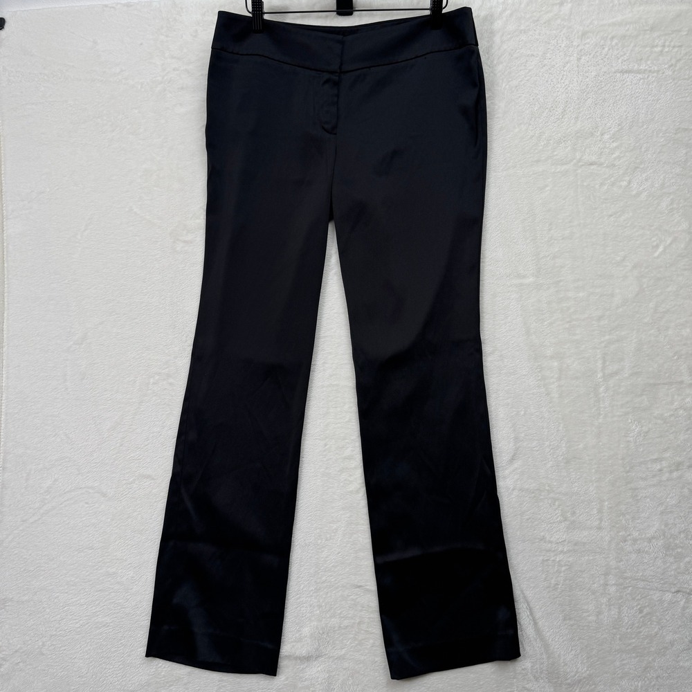 Nine West Dress Pants Womens 6 Black Straight Leg Sateen Professional Workwear